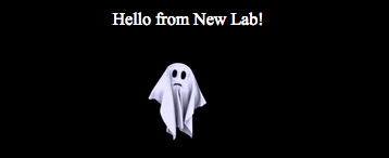 'Hello from New Lab' text with ghost separator image